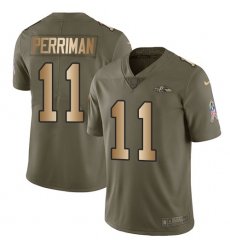 Men's Nike Baltimore Ravens #11 Breshad Perriman Limited Olive/Gold Salute to Service NFL Jersey