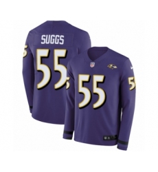 Youth Nike Baltimore Ravens #55 Terrell Suggs Limited Purple Therma Long Sleeve NFL Jersey