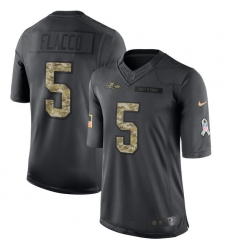Youth Nike Baltimore Ravens #5 Joe Flacco Limited Black 2016 Salute to Service NFL Jersey