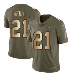 Youth Nike Baltimore Ravens #21 Lardarius Webb Limited Olive/Gold Salute to Service NFL Jersey