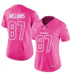 Women's Nike Baltimore Ravens #87 Maxx Williams Limited Pink Rush Fashion NFL Jersey