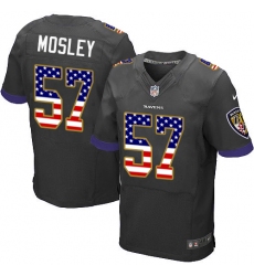 Men's Nike Baltimore Ravens #57 C.J. Mosley Elite Black Alternate USA Flag Fashion NFL Jersey