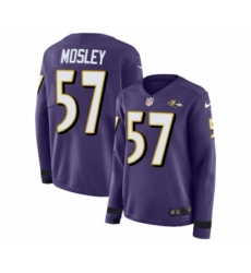 Women's Nike Baltimore Ravens #57 C.J. Mosley Limited Purple Therma Long Sleeve NFL Jersey
