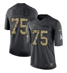 Youth Nike Baltimore Ravens #75 Jonathan Ogden Limited Black 2016 Salute to Service NFL Jersey