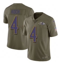 Men's Nike Baltimore Ravens #4 Sam Koch Limited Olive 2017 Salute to Service NFL Jersey