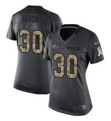 Women's Nike Baltimore Ravens #30 Kenneth Dixon Limited Black 2016 Salute to Service NFL Jersey