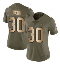 Women's Nike Baltimore Ravens #30 Kenneth Dixon Limited Olive/Gold Salute to Service NFL Jersey