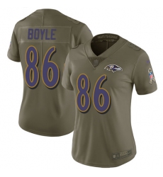 Women's Nike Baltimore Ravens #86 Nick Boyle Limited Olive 2017 Salute to Service NFL Jersey