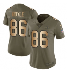 Women's Nike Baltimore Ravens #86 Nick Boyle Limited Olive/Gold Salute to Service NFL Jersey