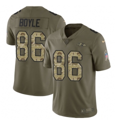 Youth Nike Baltimore Ravens #86 Nick Boyle Limited Olive/Camo Salute to Service NFL Jersey