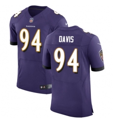 Men's Nike Baltimore Ravens #94 Carl Davis Elite Purple Team Color NFL Jersey