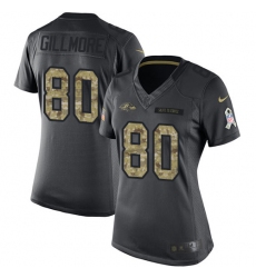 Women's Nike Baltimore Ravens #80 Crockett Gillmore Limited Black 2016 Salute to Service NFL Jersey