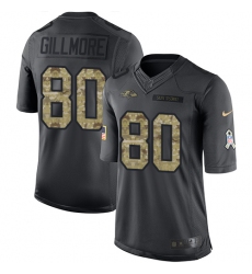 Youth Nike Baltimore Ravens #80 Crockett Gillmore Limited Black 2016 Salute to Service NFL Jersey