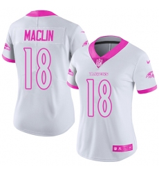 Women's Nike Baltimore Ravens #18 Jeremy Maclin Limited White/Pink Rush Fashion NFL Jersey