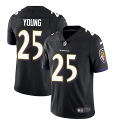 Men's Nike Baltimore Ravens #25 Tavon Young Black Alternate Vapor Untouchable Limited Player NFL Jersey