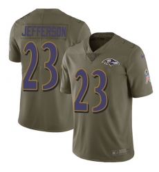 Youth Nike Baltimore Ravens #23 Tony Jefferson Limited Olive 2017 Salute to Service NFL Jersey