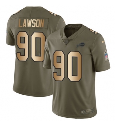 Men's Nike Buffalo Bills #90 Shaq Lawson Limited Olive/Gold 2017 Salute to Service NFL Jersey