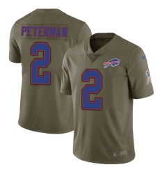 Men's Nike Buffalo Bills #2 Nathan Peterman Limited Olive 2017 Salute to Service NFL Jersey