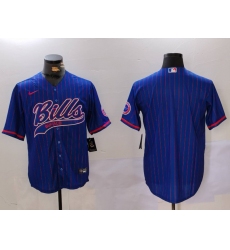 Men's Buffalo Bills Blank Blue Team Cool Base Stitched Baseball Jersey