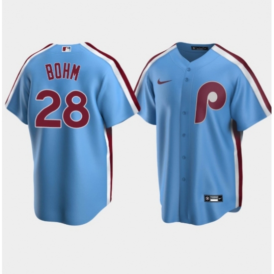 Men Philadelphia Phillies #28 Alec Bohm Light Blue Cooperstown ...