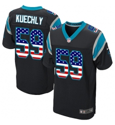 Men's Nike Carolina Panthers #59 Luke Kuechly Elite Black Home USA Flag Fashion NFL Jersey