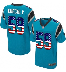 Men's Nike Carolina Panthers #59 Luke Kuechly Elite Blue Alternate USA Flag Fashion NFL Jersey