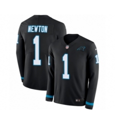 Men's Nike Carolina Panthers #1 Cam Newton Limited Black Therma Long Sleeve NFL Jersey