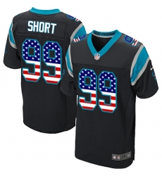 Men's Nike Carolina Panthers #99 Kawann Short Elite Black Home USA Flag Fashion NFL Jersey