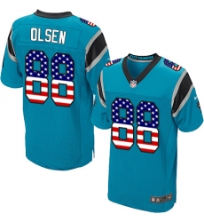 Men's Nike Carolina Panthers #88 Greg Olsen Elite Blue Alternate USA Flag Fashion NFL Jersey