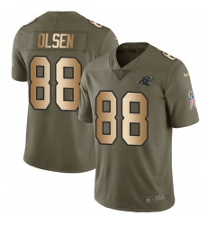 Men's Nike Carolina Panthers #88 Greg Olsen Limited Olive/Gold 2017 Salute to Service NFL Jersey