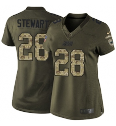 Women's Nike Carolina Panthers #28 Jonathan Stewart Elite Green Salute to Service NFL Jersey