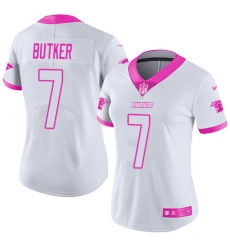 Women's Nike Carolina Panthers #7 Harrison Butker Limited White/Pink Rush Fashion NFL Jersey