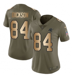 Women's Nike Carolina Panthers #84 Ed Dickson Limited Olive/Gold 2017 Salute to Service NFL Jersey