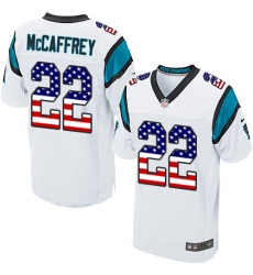 Men's Nike Carolina Panthers #22 Christian McCaffrey Elite White Road USA Flag Fashion NFL Jersey