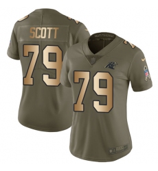 Women's Nike Carolina Panthers #79 Chris Scott Limited Olive/Gold 2017 Salute to Service NFL Jersey