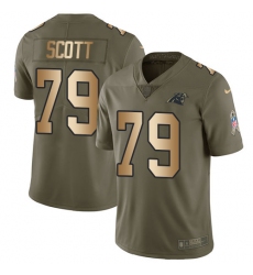 Youth Nike Carolina Panthers #79 Chris Scott Limited Olive/Gold 2017 Salute to Service NFL Jersey