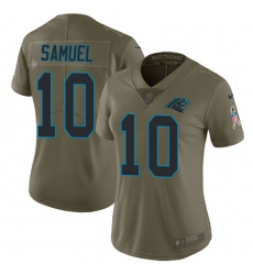 Women's Nike Carolina Panthers #10 Curtis Samuel Limited Olive 2017 Salute to Service NFL Jersey
