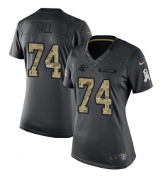 Women's Nike Carolina Panthers #74 Daeshon Hall Limited Black 2016 Salute to Service NFL Jersey