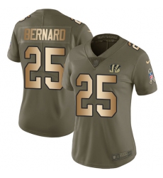 Women's Nike Cincinnati Bengals #25 Giovani Bernard Limited Olive/Gold 2017 Salute to Service NFL Jersey