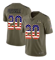 Youth Nike Cincinnati Bengals #20 KeiVarae Russell Limited Olive/USA Flag 2017 Salute to Service NFL Jersey