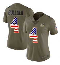 Women's Nike Cincinnati Bengals #4 Randy Bullock Limited Olive/USA Flag 2017 Salute to Service NFL Jersey