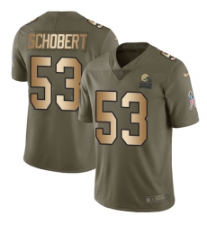 Youth Nike Cleveland Browns #53 Joe Schobert Limited Olive/Gold 2017 Salute to Service NFL Jersey