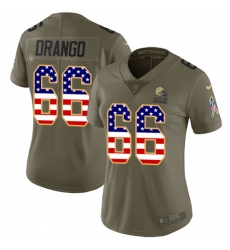 Women's Nike Cleveland Browns #66 Spencer Drango Limited Olive/USA Flag 2017 Salute to Service NFL Jersey