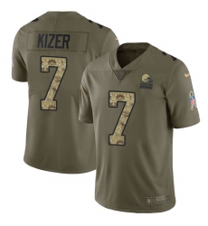 Youth Nike Cleveland Browns #7 DeShone Kizer Limited Olive/Camo 2017 Salute to Service NFL Jersey