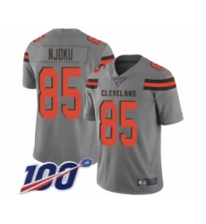 Men's Cleveland Browns #85 David Njoku Limited Gray Inverted Legend 100th Season Football Jersey