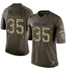 Men's Nike Cleveland Browns #35 Howard Wilson Elite Green Salute to Service NFL Jersey