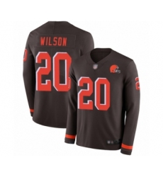 Youth Cleveland Browns #20 Howard Wilson Limited Brown Therma Long Sleeve Football Jersey