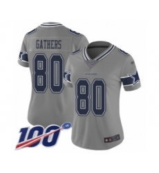 Women's Dallas Cowboys #80 Rico Gathers Limited Gray Inverted Legend 100th Season Football Jersey