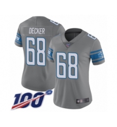 Women's Detroit Lions #68 Taylor Decker Limited Steel Rush Vapor Untouchable 100th Season Football Jersey