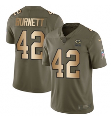 Men's Nike Green Bay Packers #42 Morgan Burnett Limited Olive/Gold 2017 Salute to Service NFL Jersey